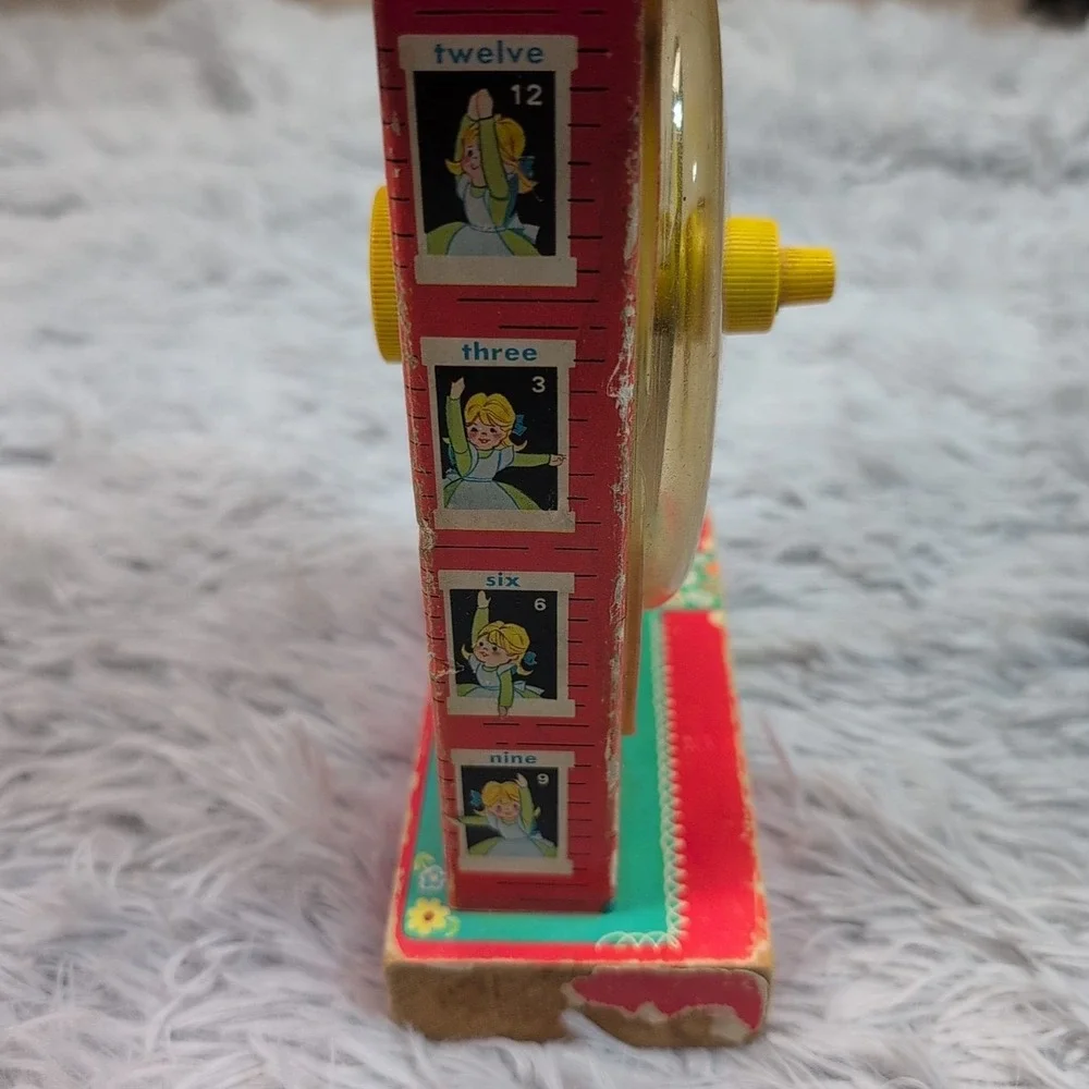 Vintage 1968 Fisher Price Music‎ Box Teaching Clock Works #998 Japan USA